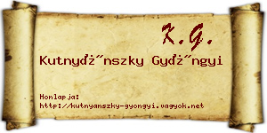 Kutnyánszky Gyöngyi névjegykártya