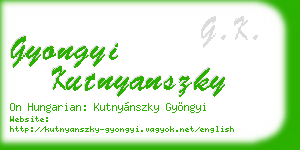 gyongyi kutnyanszky business card